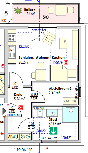 Etagenwohnung Jülich - 1 Zimmer, 42 m&sup2;, 565&euro; | Angebot:27092302